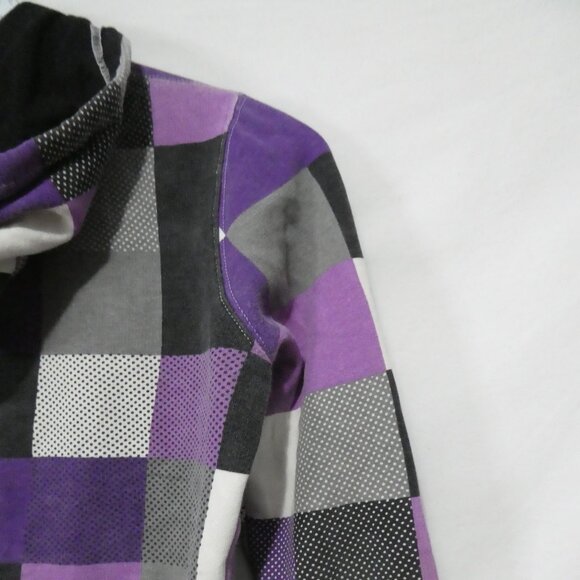 WEST FORTYNINE | medium | Checkered Hoodie With Zip - Hood - Thumbholes *stains - Picture 13 of 16